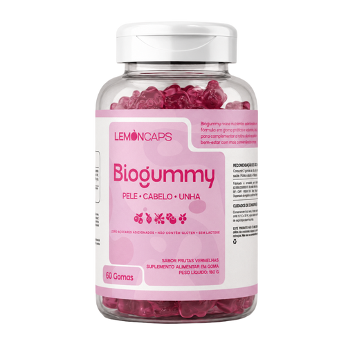Lemon Caps BioGummy Biotina Zinco Vitaminas A C E 60 gomas