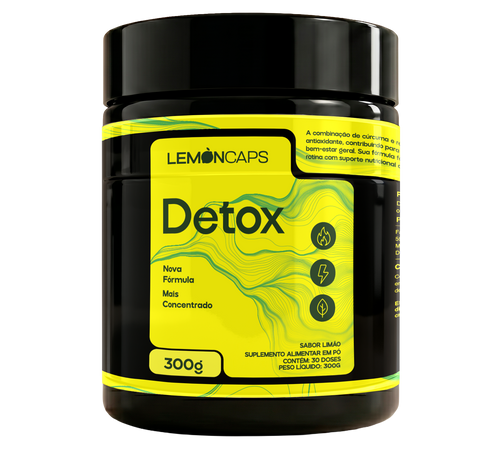 Lemon Caps Detox Bebida em Pó Vitamina C Sabor Limão 300g 30 doses