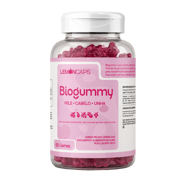 Lemon Caps BioGummy Biotina Zinco Vitaminas A C E 60 gomas