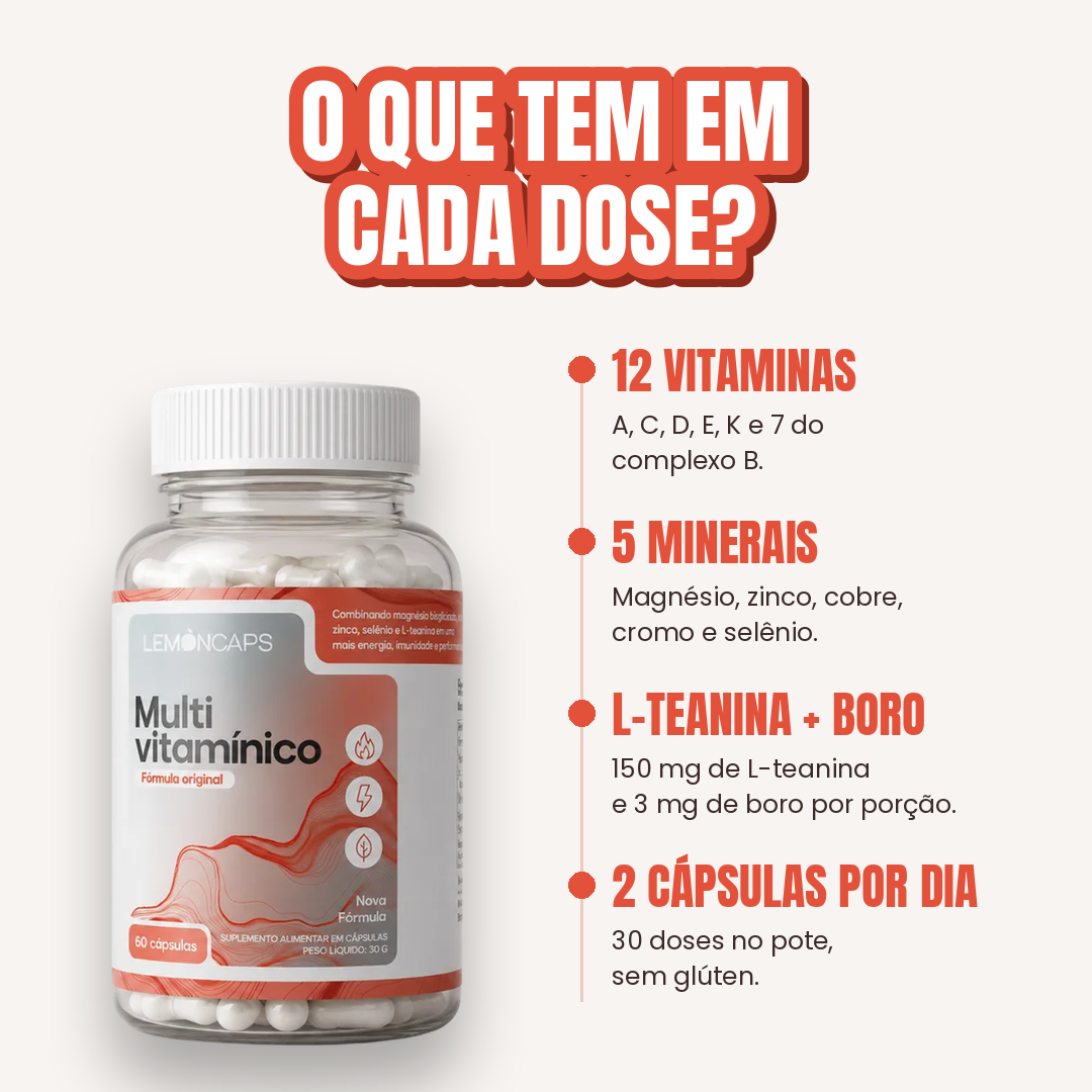Multivitamínico - o que tem em cada dose