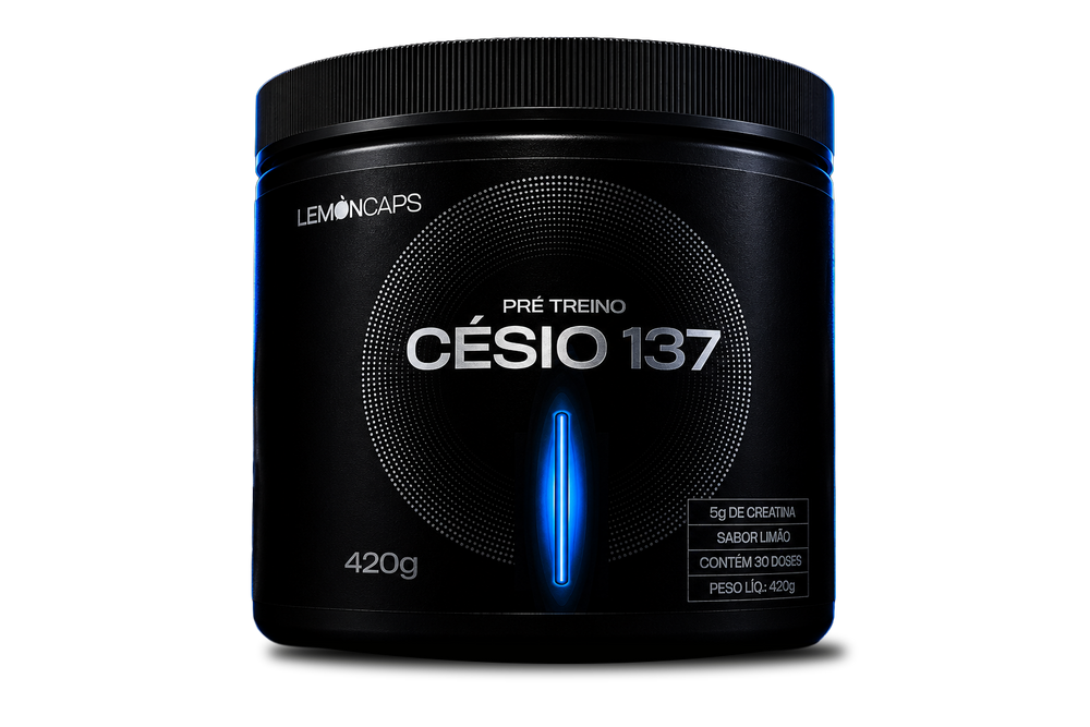Pote de Césio 137 Pré-Treino + Creatina Lemon Caps, pó sabor limão, 420 g