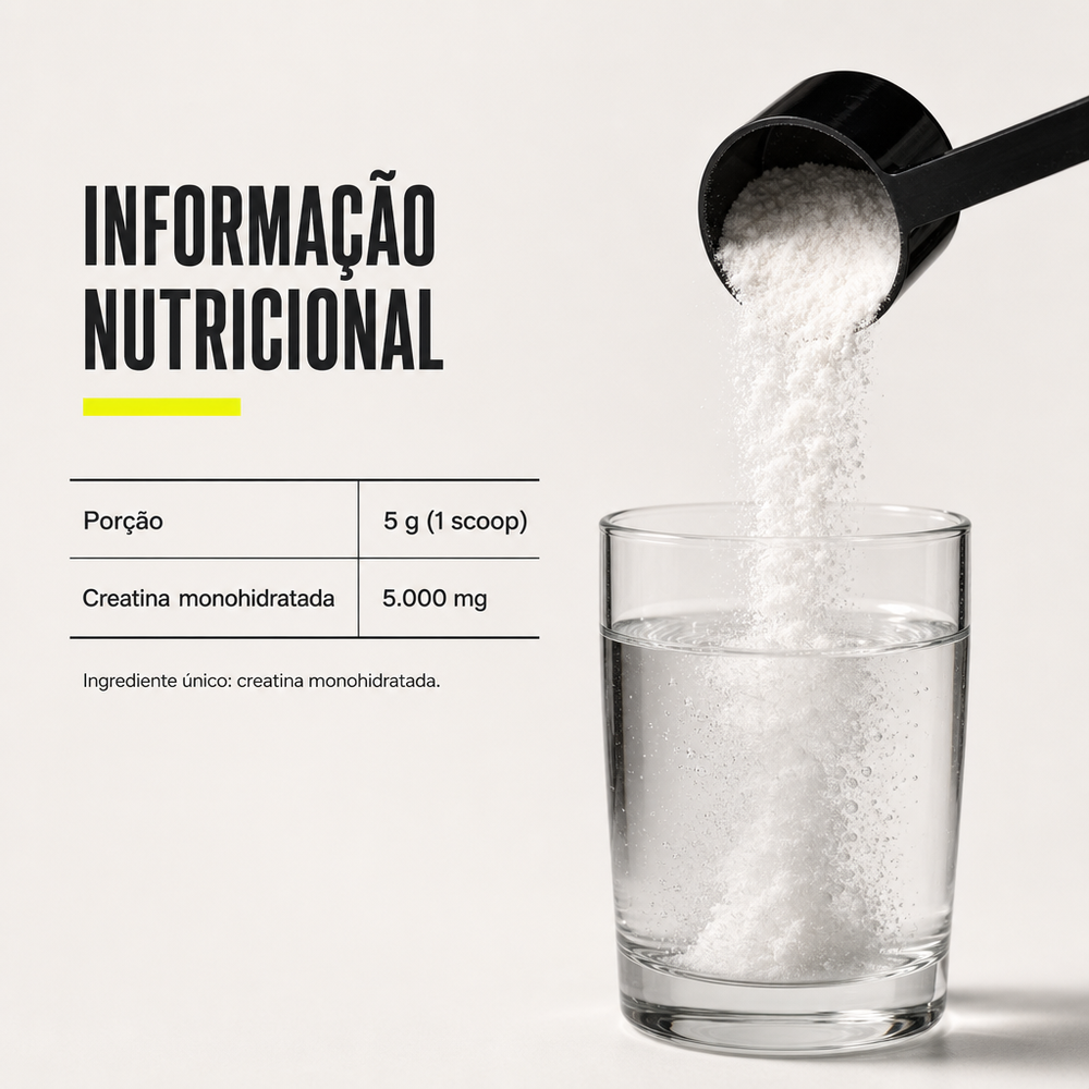 Creatina Lemon Caps - informação nutricional: 5.000 mg de creatina monohidratada por porção de 5 g