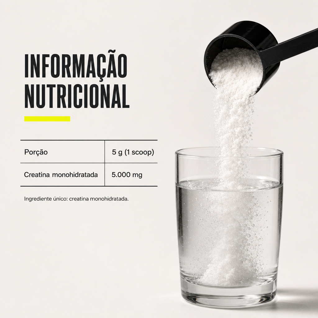 Creatina Lemon Caps - informação nutricional: 5.000 mg de creatina monohidratada por porção de 5 g