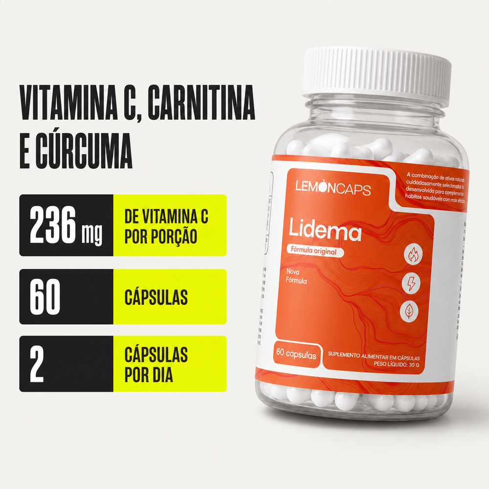 Lidema Lemon Caps - 236 mg de vitamina C por porção, 60 cápsulas, 2 cápsulas por dia