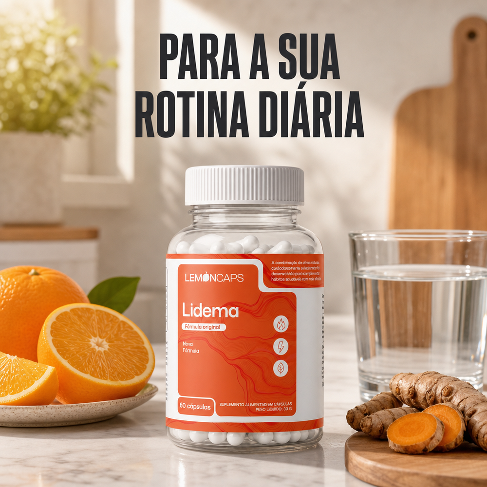 Lidema Lemon Caps na cozinha com laranjas e cúrcuma - para a sua rotina diária